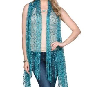 Teal Confetti Vest Cardigan